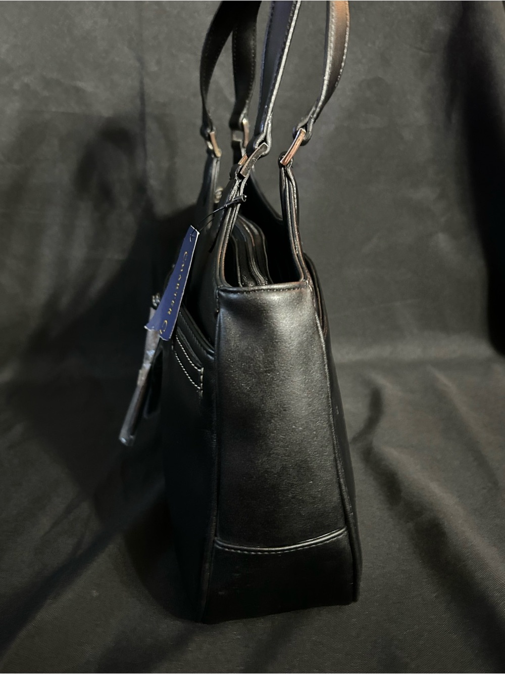 Charter Club Women’s Classic Black Leather Tote Bow Accent NWT - Picture 8 of 14